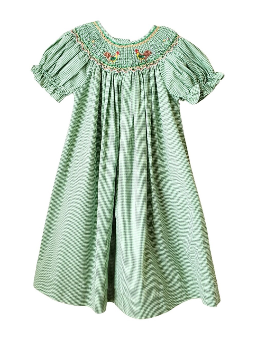 Vintage Rosalina Collection Green Gingham Smocked Dress